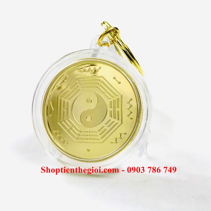 Móc Khóa Xu Quan Âm Bát Quái Âm Dương - SP005260